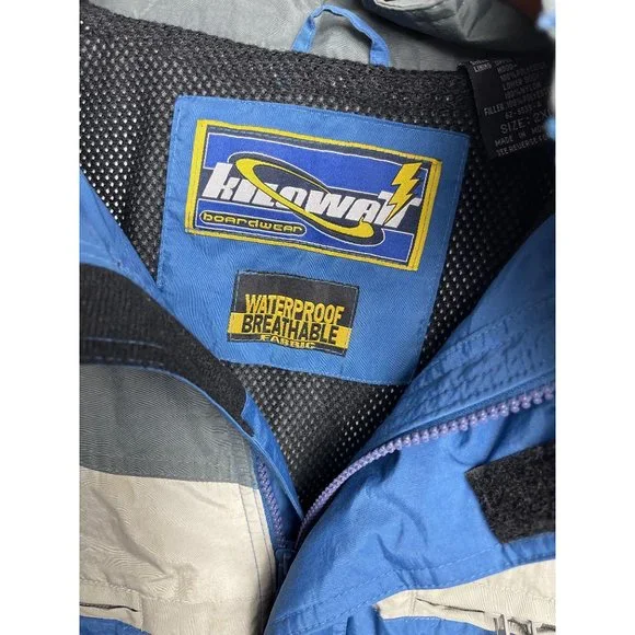 Vintage Snowboarding Jacket Men's 2XL Blue Gray Hooded Waterproof Breathable EUC - Picture 2 of 11